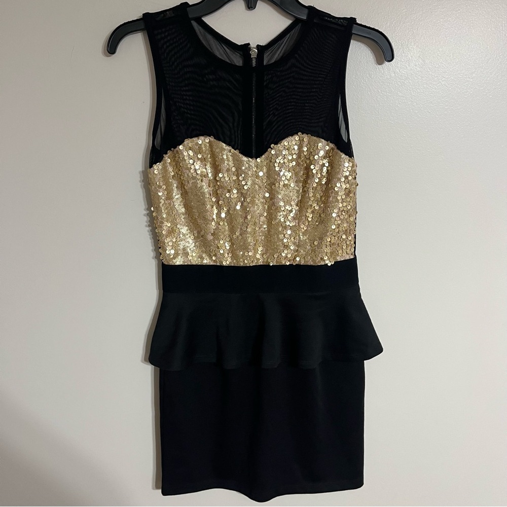 NWT Women's Speechless Black Gold Sequin Formal Cocktail Prom Party Size‎ Medium